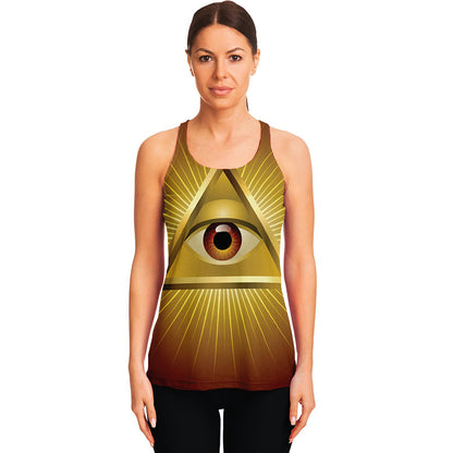 Masonic Eye Sight Print Women's Racerback Tank Top