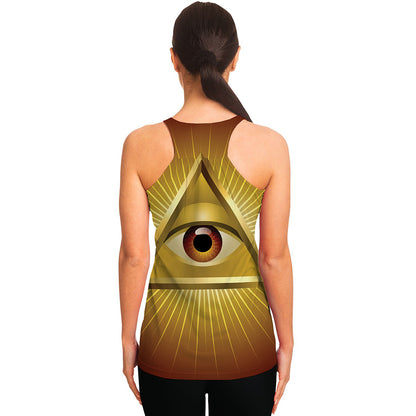Masonic Eye Sight Print Women's Racerback Tank Top