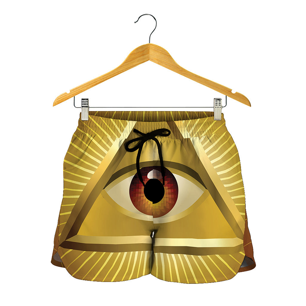 Masonic Eye Sight Print Women's Shorts