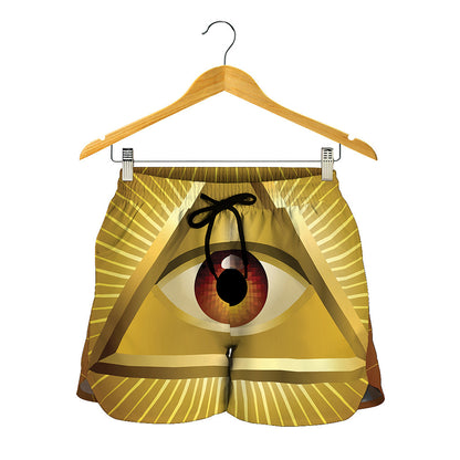 Masonic Eye Sight Print Women's Shorts