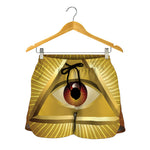 Masonic Eye Sight Print Women's Shorts