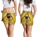 Masonic Eye Sight Print Women's Shorts