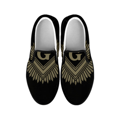 Masonic Freemasonry Print Black Slip On Shoes