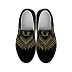 Masonic Freemasonry Print Black Slip On Shoes