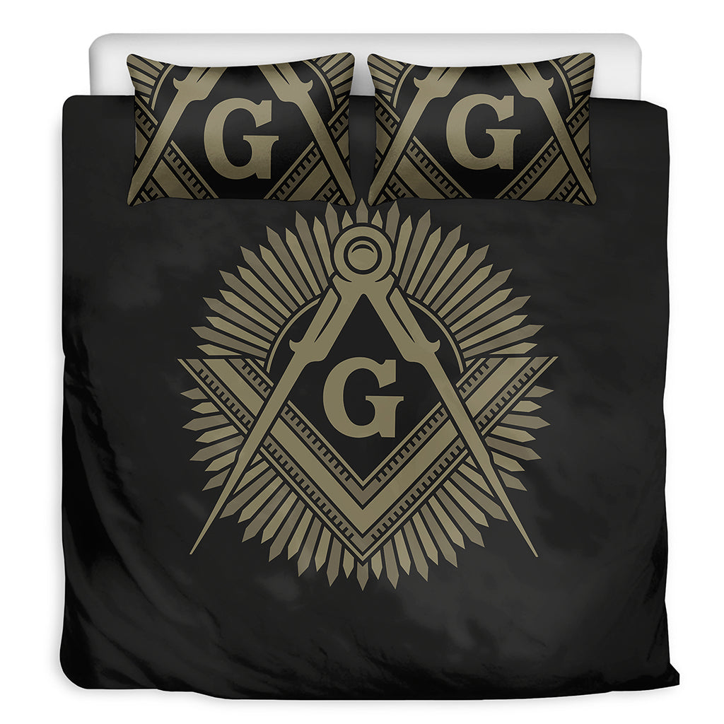 Masonic Freemasonry Print Duvet Cover Bedding Set
