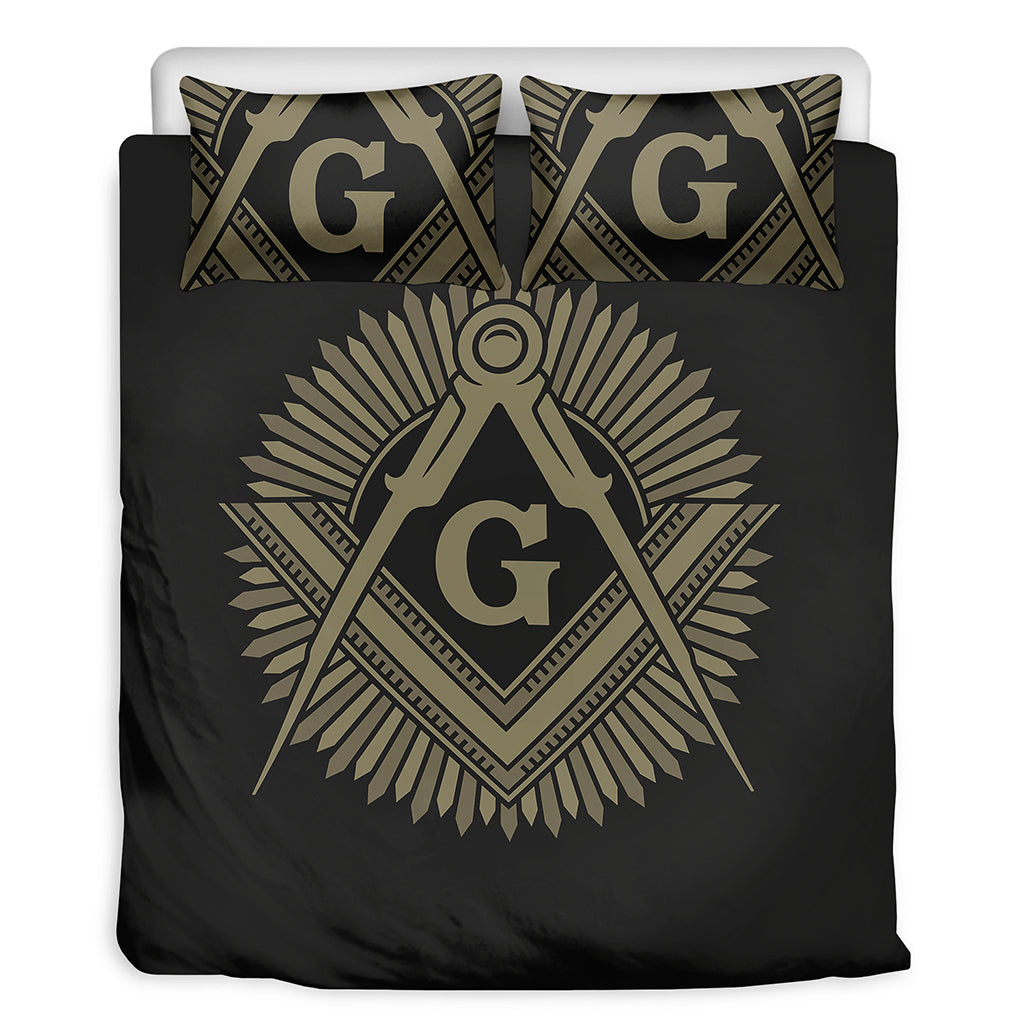 Masonic Freemasonry Print Duvet Cover Bedding Set
