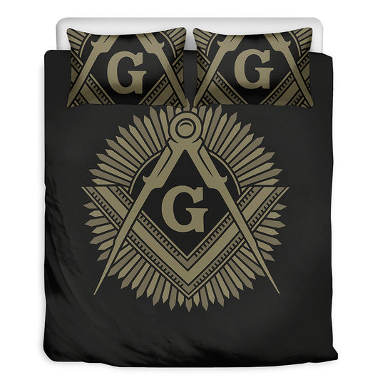 Masonic Freemasonry Print Duvet Cover Bedding Set