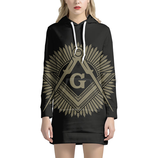 Masonic Freemasonry Print Pullover Hoodie Dress