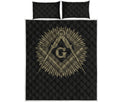 Masonic Freemasonry Print Quilt Bed Set