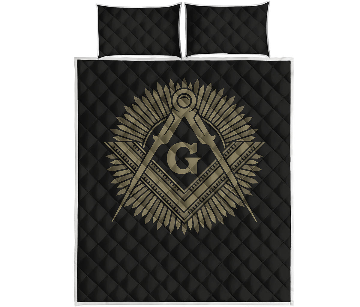 Masonic Freemasonry Print Quilt Bed Set