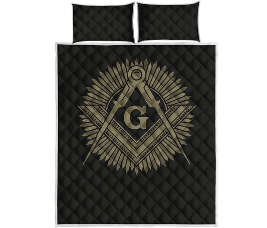 Masonic Freemasonry Print Quilt Bed Set