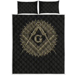 Masonic Freemasonry Print Quilt Bed Set