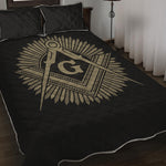 Masonic Freemasonry Print Quilt Bed Set