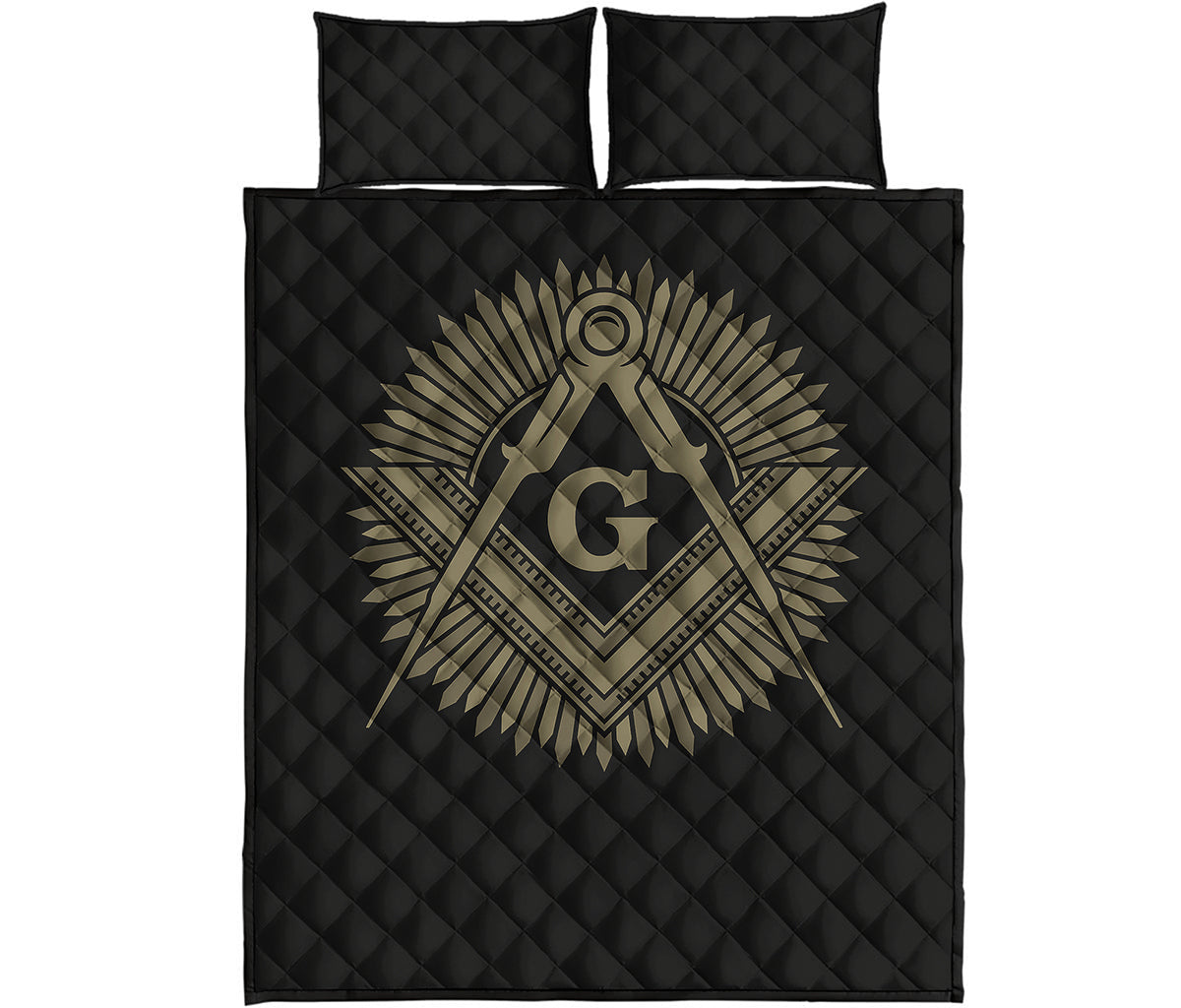 Masonic Freemasonry Print Quilt Bed Set