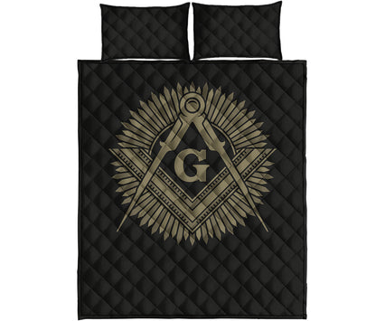 Masonic Freemasonry Print Quilt Bed Set