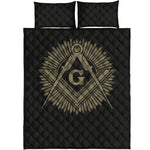 Masonic Freemasonry Print Quilt Bed Set