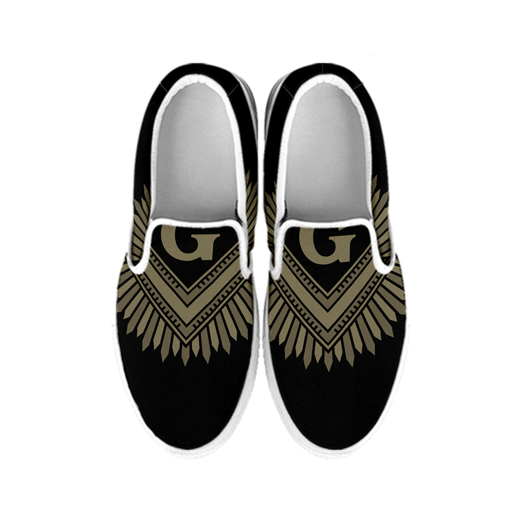 Masonic Freemasonry Print White Slip On Shoes