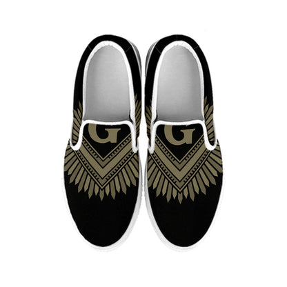 Masonic Freemasonry Print White Slip On Shoes
