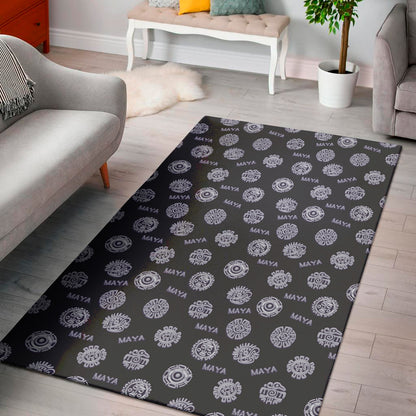Maya Symbol Pattern Print Area Rug