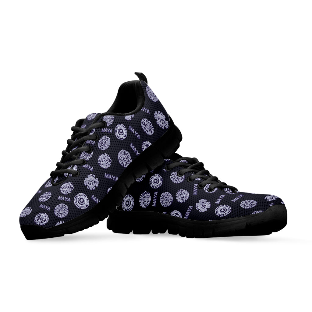 Maya Symbol Pattern Print Black Sneakers