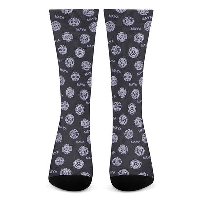 Maya Symbol Pattern Print Crew Socks