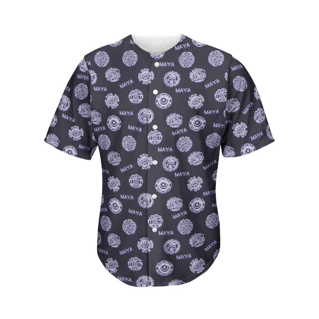 Maya Symbol Pattern Print Men's Baseball Jersey