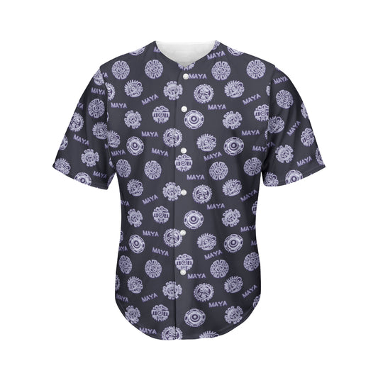 Maya Symbol Pattern Print Men's Baseball Jersey