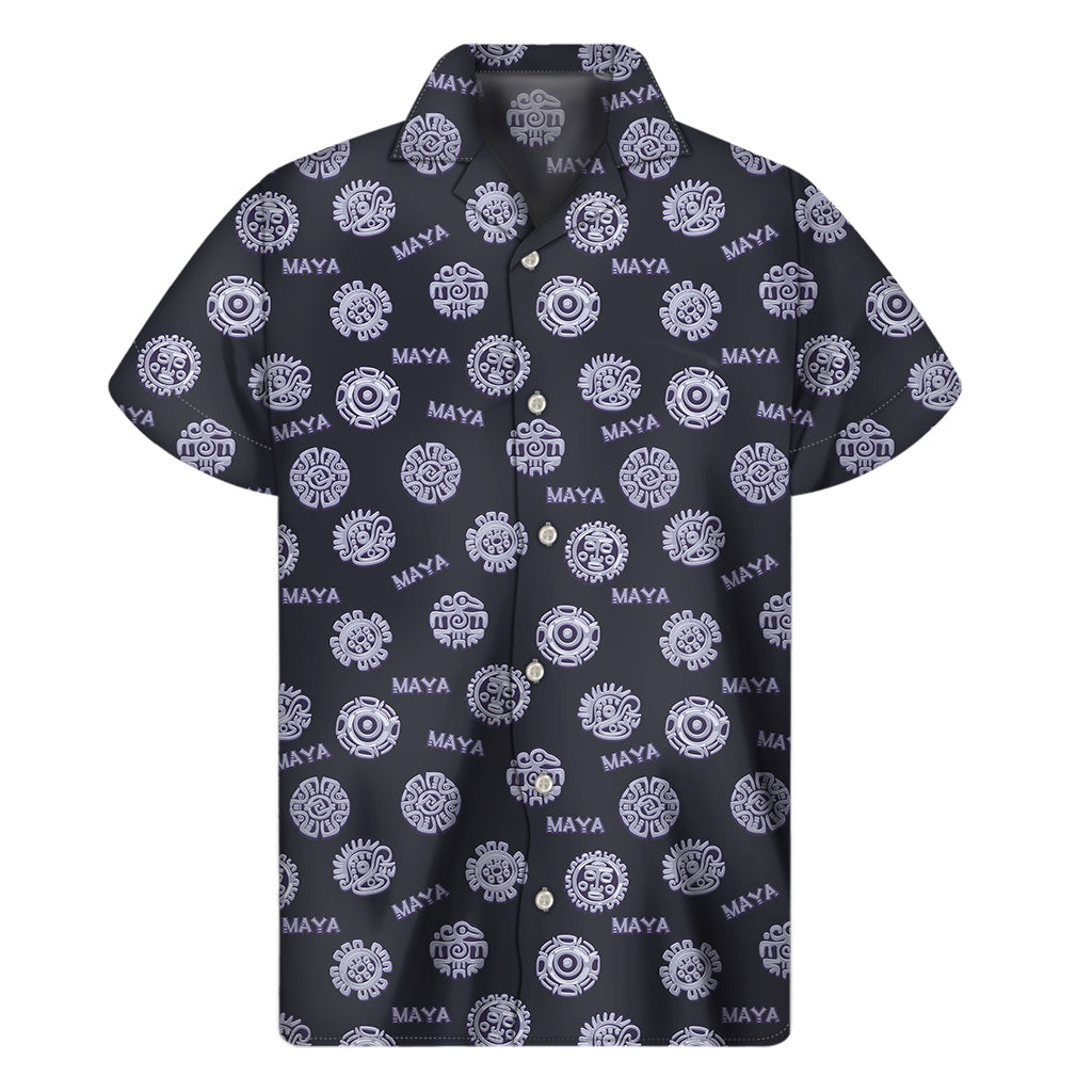 Maya Symbol Pattern Print Men's Short Sleeve Shirt