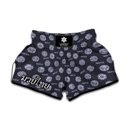 Maya Symbol Pattern Print Muay Thai Boxing Shorts