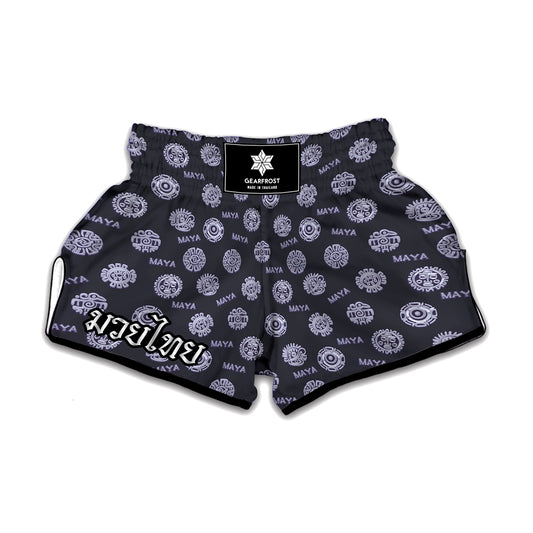 Maya Symbol Pattern Print Muay Thai Boxing Shorts