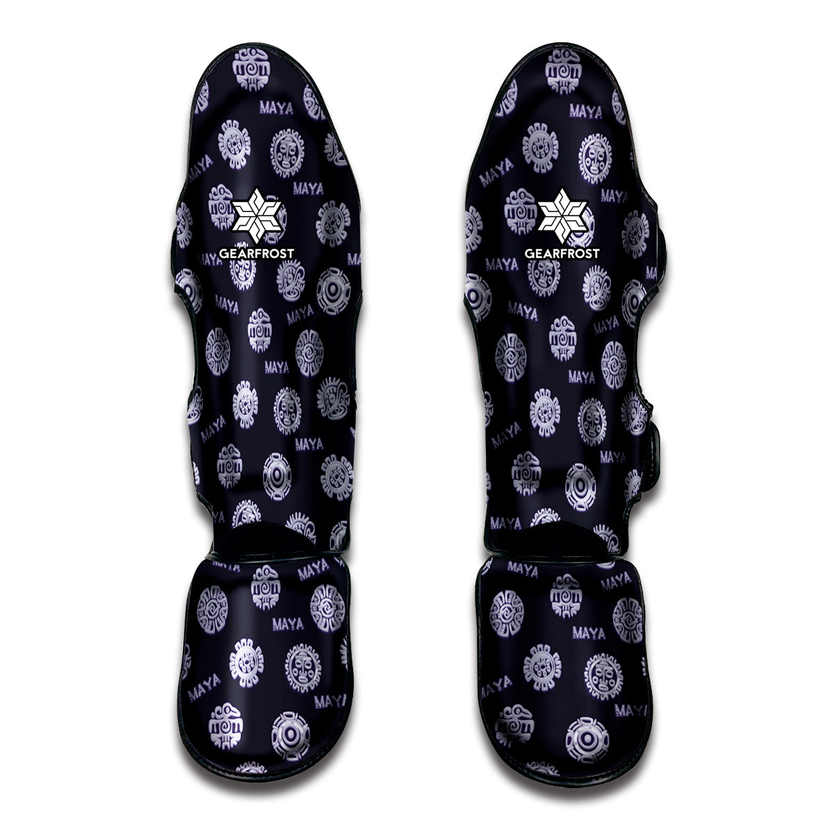 Maya Symbol Pattern Print Muay Thai Shin Guard