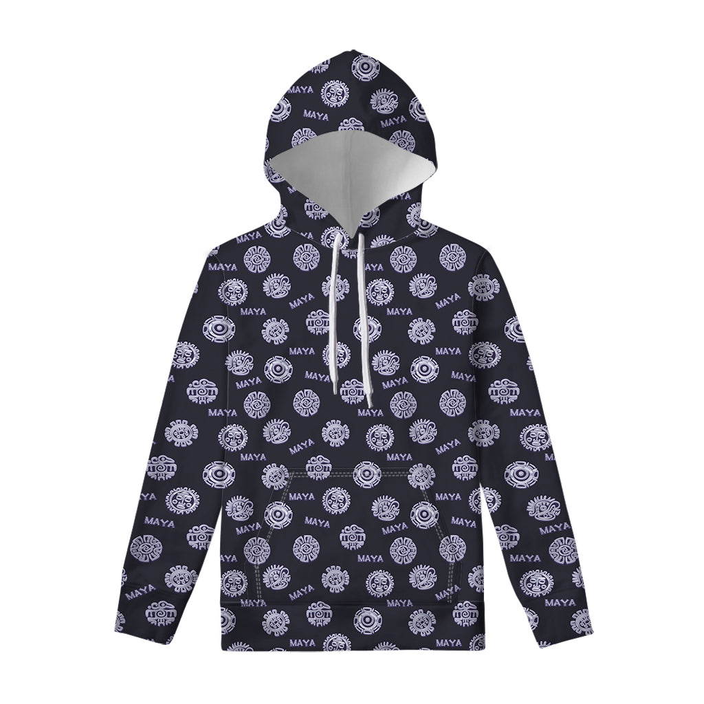 Maya Symbol Pattern Print Pullover Hoodie