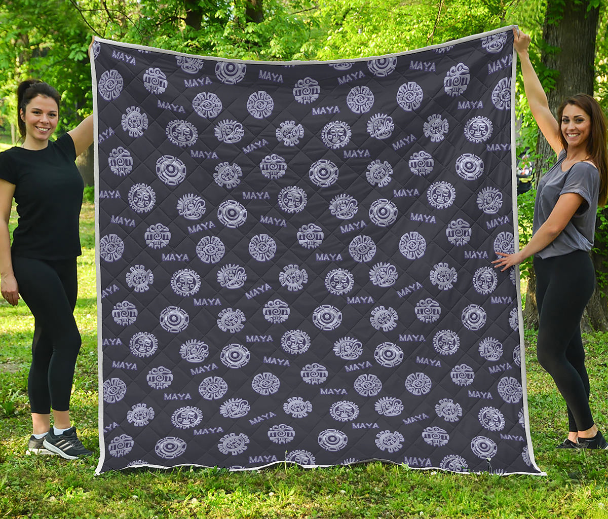 Maya Symbol Pattern Print Quilt