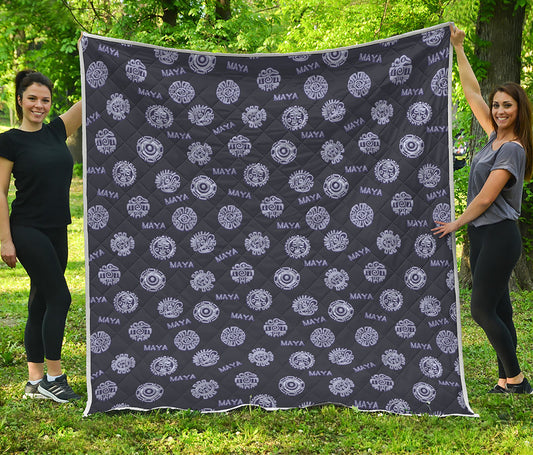Maya Symbol Pattern Print Quilt
