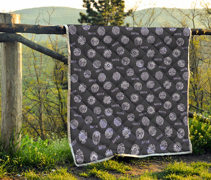Maya Symbol Pattern Print Quilt