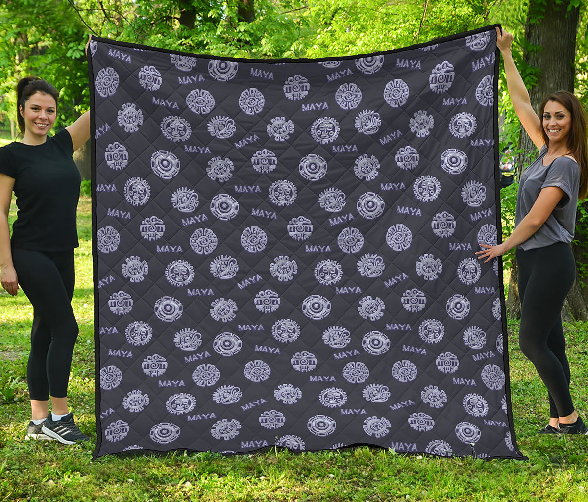 Maya Symbol Pattern Print Quilt