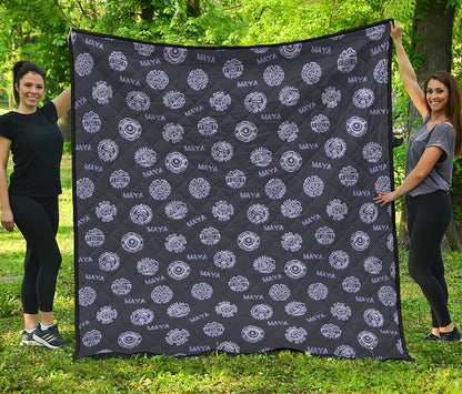 Maya Symbol Pattern Print Quilt
