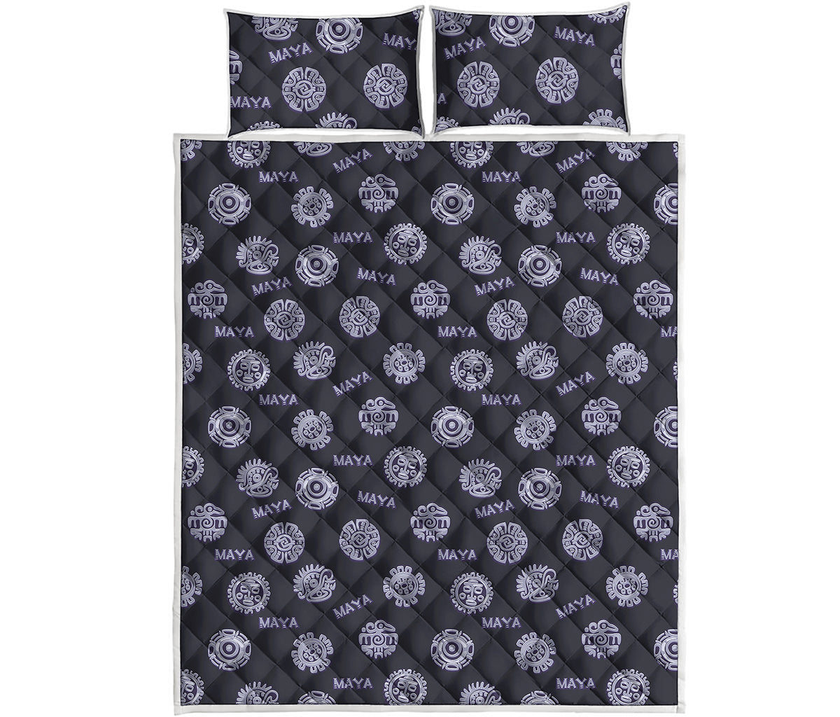 Maya Symbol Pattern Print Quilt Bed Set