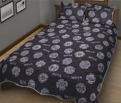 Maya Symbol Pattern Print Quilt Bed Set