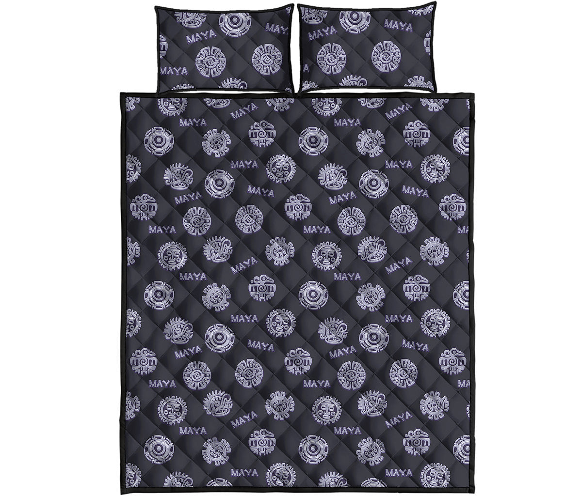 Maya Symbol Pattern Print Quilt Bed Set