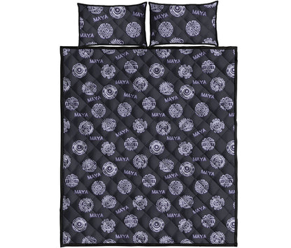 Maya Symbol Pattern Print Quilt Bed Set