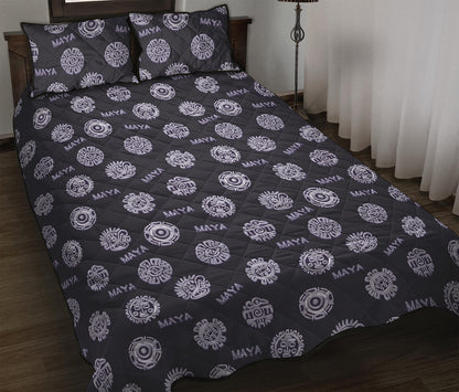 Maya Symbol Pattern Print Quilt Bed Set