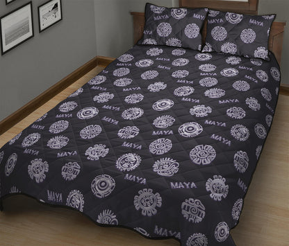 Maya Symbol Pattern Print Quilt Bed Set