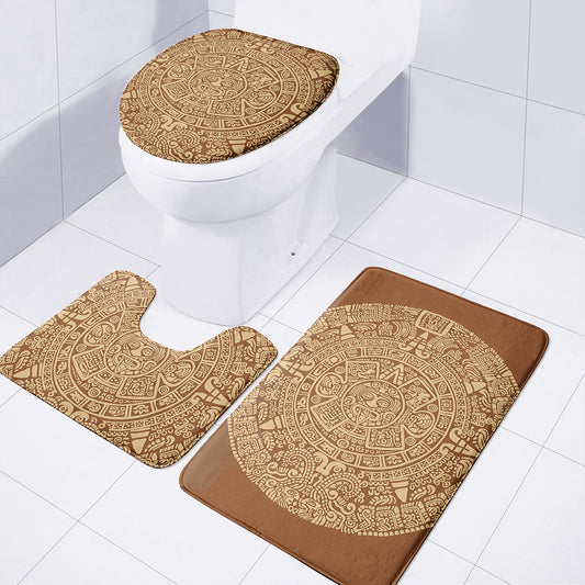 Mayan Calendar Print 3 Piece Bath Mat Set
