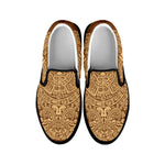 Mayan Calendar Print Black Slip On Shoes