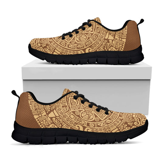 Mayan Calendar Print Black Sneakers