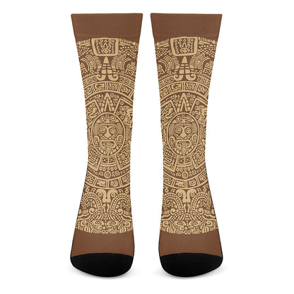 Mayan Calendar Print Crew Socks