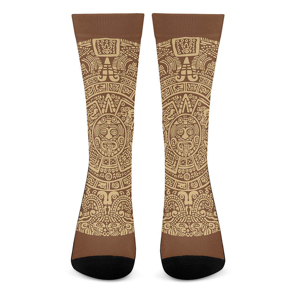 Mayan Calendar Print Crew Socks