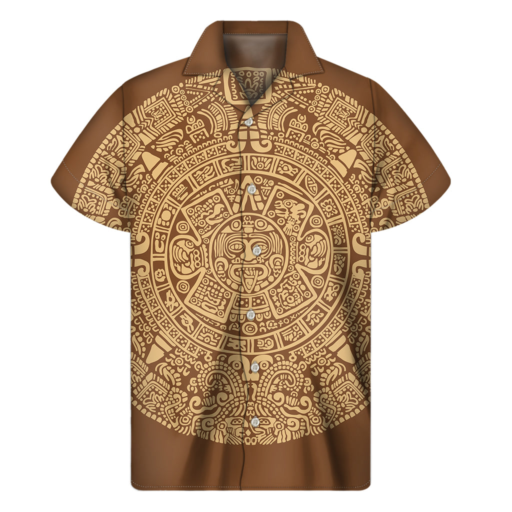 Mayan Calendar Print Men's Short Sleeve Shirt