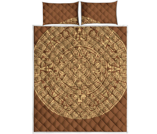 Mayan Calendar Print Quilt Bed Set